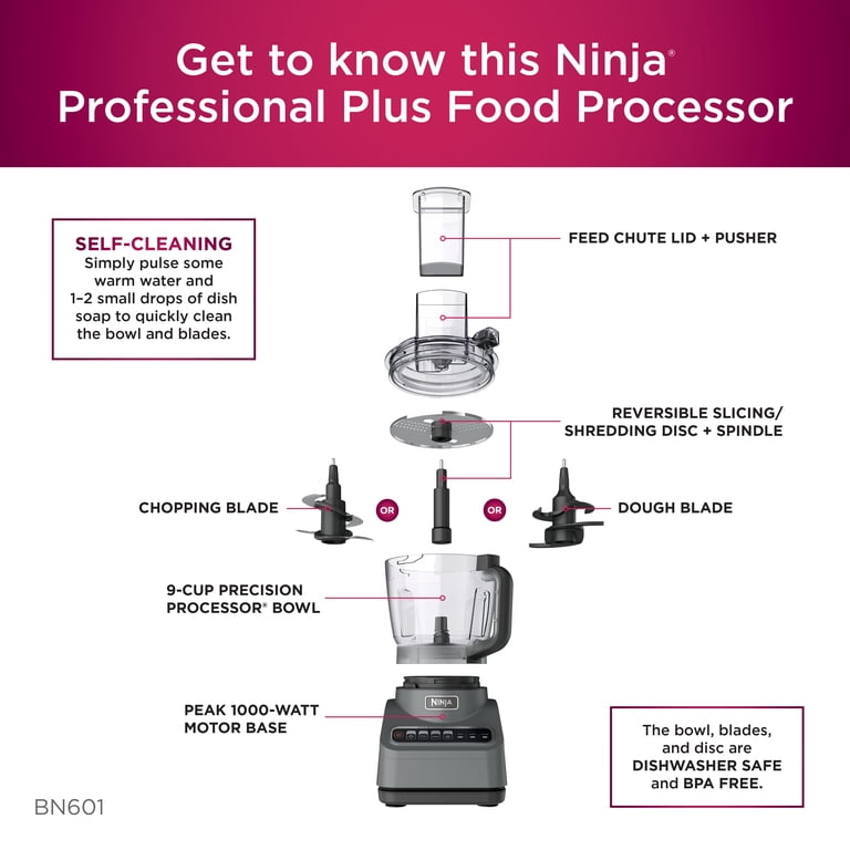 Ninja Professional 9 Cup Food Processor, 1000 Watts, Auto-iQ 4