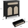 thumbnail image 2 of Bingirl 29.9 inches Small Rattan Buffet Cabinet with Storage Kitchen Coffee Bar Cabinet with Doors and Drawer Boho Farmhouse Sideboard with Adjustable Shelves and Handle for Living Room -Black, 2 of 7