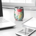 thumbnail image 3 of 12oz Stemless Wine Tumblers Pioneer Flower Vacuum Insulated Stainless Steel Travel Tumbler Cups Mug with Lid and Straw for Champaign,Cocktail,Beer with Cleaning Brush, 3 of 5