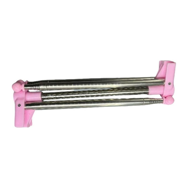 Perchero portátil plegable de metal para ropa, compacto Rosa