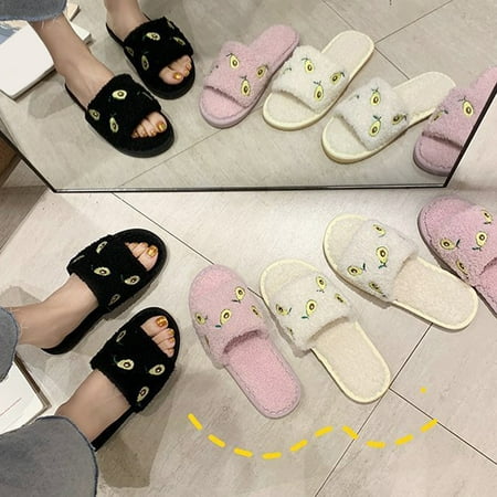 

Beechoice Women s Fuzzy Slide Slipper - Comfortable Cozy Open Toe Slippers That Include Three-Zone Comfort with Orthotic Insole Arch Support Medium