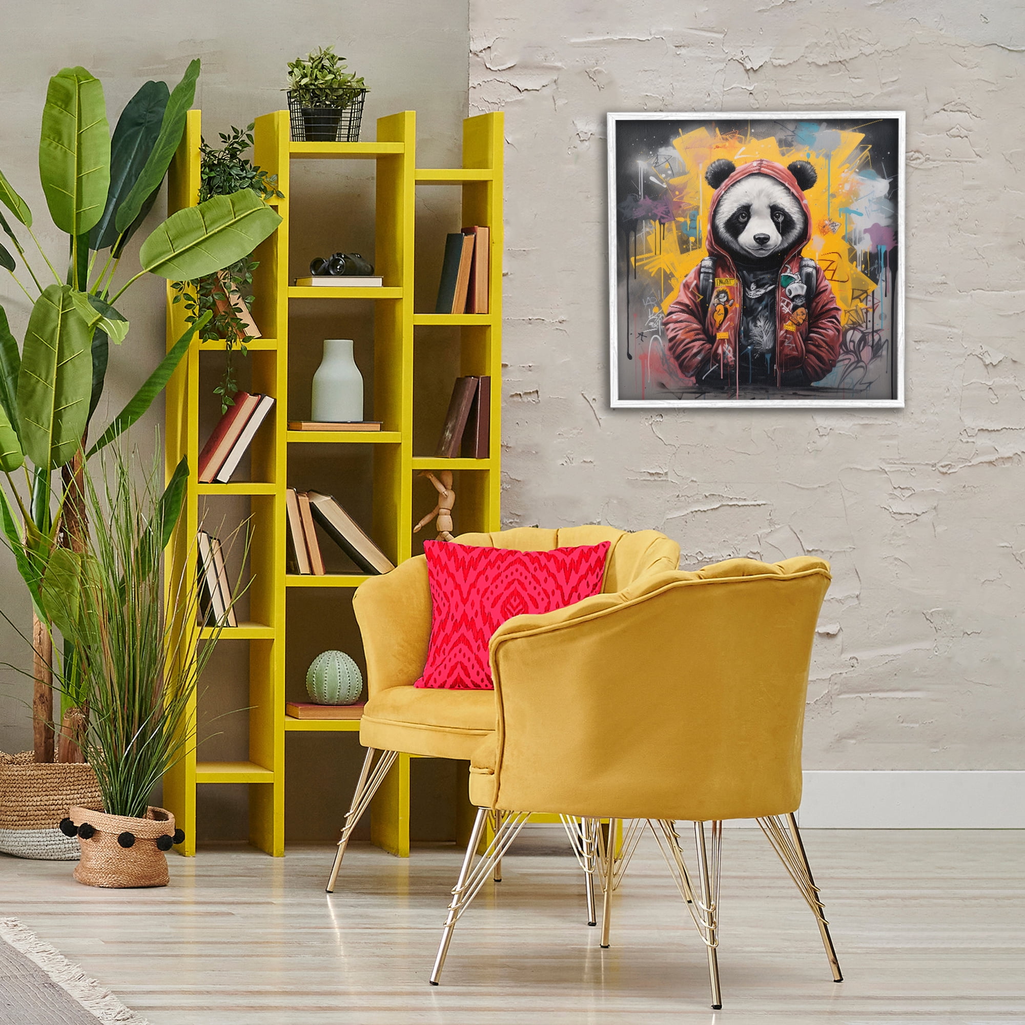 Stupell Industries Urban Graffiti Panda Bear Animals & Insects Painting White Framed Art Print Wall Art, 24 x 24