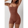 thumbnail image 6 of TNTB Womens Strappy Square Neck Tank Top Tummy Control Bodysuit Shaper Stretch Shorts Jumpsuit Sleeveless Sport Romper(Brown), 6 of 6
