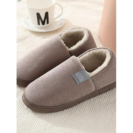 

Topumt Unisex Men Women Slippers Plush Lined House Shoes Indoor Outdoor W/Anti-Skid PVC Sole
