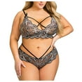 thumbnail image 2 of Patlollav Womens Plus Size Lace Wireless Bra Lingerie Sleepwear Pajamas Underwear Set, 2 of 6
