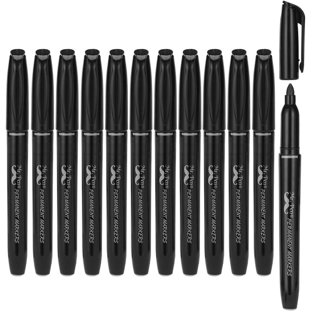 czcpp-- Permanent Markers, 12 Pack, Black, Fine Tip, Black Markers, Fine Tip Markers, Black Permanent Markers, Permanent Markers Black, Black Markers Permanent, Fine Tip Permanent Markers