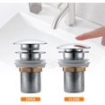 thumbnail image 3 of Tapón de fregadero universal emergente - Tapón de lavabo de baño resistente a la corrosión antiobstrucción, tapón de residuos con herramienta de instalación, latón, talla única, plata JFHHH pequeña, 3 of 5