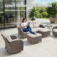 thumbnail image 3 of Bellefurn Luxury 7 Piece Outdoor Patio Wicker Furniture Sets with Swivel Rocker Patio Chairs,Sofa,Coffee Table and Ottomans,High Back Outdoor Conversation Set for Porch Balcony Deck, 3 of 12
