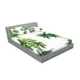 thumbnail image 2 of Ambesonne Tropic Fitted Sheet & Pillow Sham Set, Coconut Palm Tree Plants, Queen, Hunter Green, 2 of 2