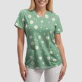 thumbnail image 3 of COMVALUE Scrub Tops Women Short Sleeve Plus Size V Neck Fun Printed Scrubs Top Medical Nursing Uniforms with Pockets (Green, XXL), 3 of 7