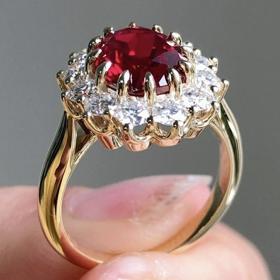 New Ruby Ring Stylish and Simple Women's Diamond Jewelry Wedding Ring