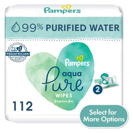 UPC: 0037000754152 | Pampers Aqua Pure Baby Wipes 2X Flip-Top Packs 112 Total Wipes (Select for More Options)