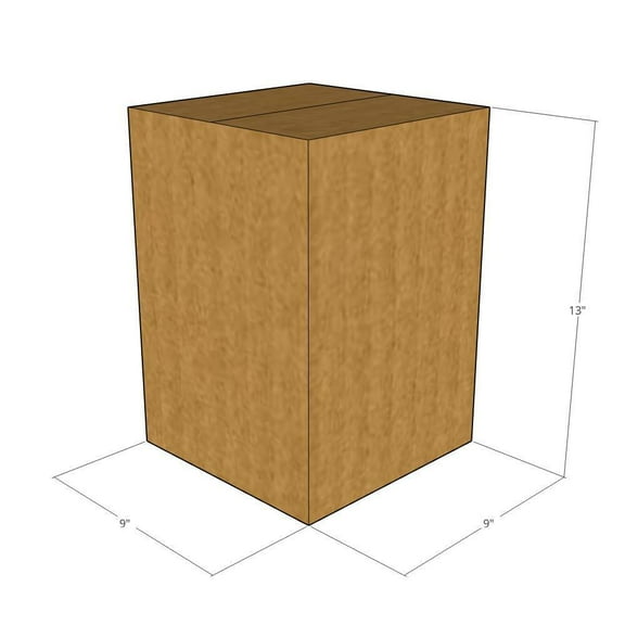 9x9x13 Kraft Brown Corrugated Shipping Boxes, 48 ECT Double-Wall, Qty 50