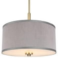 thumbnail image 2 of Woodbridge Lighting Drum 3-Light Fabric Pendant in Brass/Gray, 2 of 4