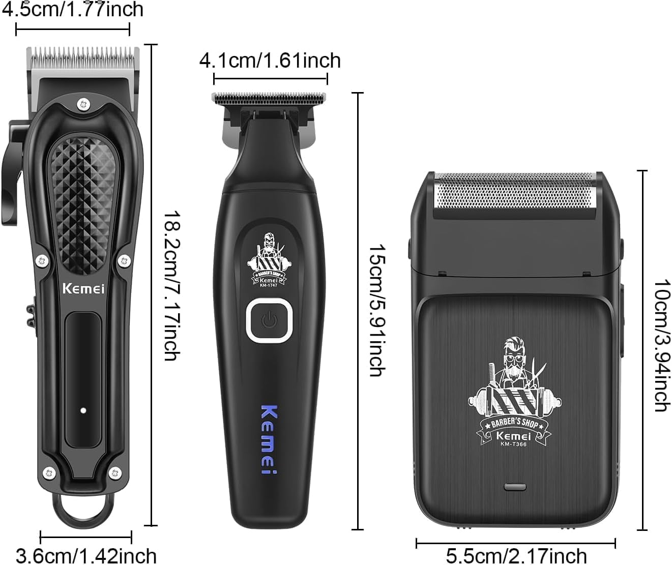 未使用Kemei バリカンセット KM-1071 KM-1747 KM-T366 KEMEI Cordless Hair Clippers for Men, Beard Trimmer, Electric