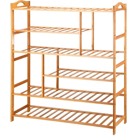 Mllieroo Portable 6 Shelves Bamboo Shoe Rack Entryway Shoe Shelf Storage Free Standing Shoe Racks (Best Shoes For Standing On Concrete)