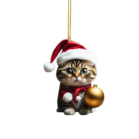 

Trump 2024 HQ Christmas Cute Hatted Cat Pendant Mini Cartoon Holding Cat Acrylic Pendant Decoration