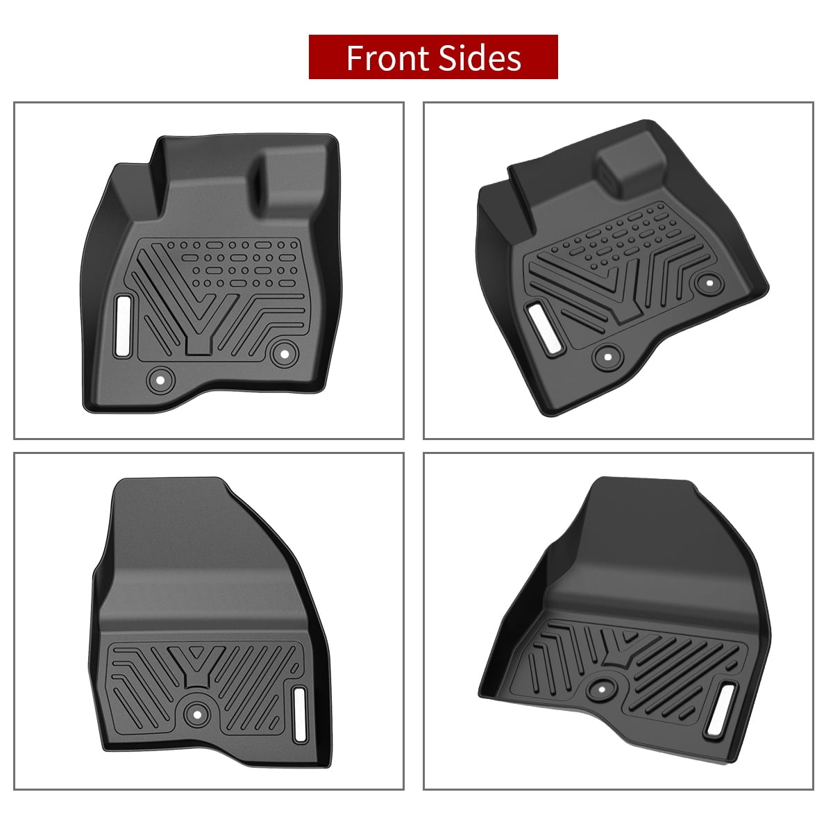 RVNI TPE Rubber Front and Rear for 2015-2019 Ford Explorer Floor Mats Set Black All-Weather Protection