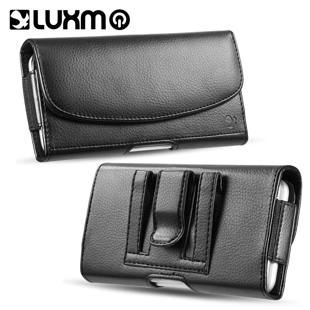 BLACK Universal 5.5' Horizontal Leather Pouch Extra Large Phone Case with Magnetic Closure, Belt Clip , Loops & Storage Card ID Slots Holder Flip Pouch Cover For NOKIA / COOLPAD / CRICKET / GOOGLE