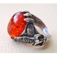 thumbnail image 4 of Baltic Amber Mans Ring, Eagle Baltic Amber ring, Silver Jewelry, 925 Silver Ring, Birthday Gift, Heavy Mens Ring, Arabic Design, Ottoman Style Ring, Christmas, Turkey Mens Signet Ring, 4 of 6