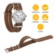 thumbnail image 3 of Correa de reloj de nylon elástico Uxcell de 20 mm, correa de reloj francesa impermeable con hebilla plateada para hombres y mujeres, marrón/blanco, 3 of 7