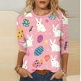 thumbnail image 2 of Womens Blouses Plus Size,2026 Easter Shirts for Women Funny Bunny Egg Graphic Tees Cute Festival Outfits 3/4 Sleeve Tops Cotton T-Shirt Gifts, 2 of 5