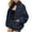 Blue, variant on Sherpa Jackets for Women Plus Size Long Sleeve Zip Up Fall/Winter Plush Long Sleeve Stand-Up Collar Coat Olive Green