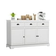 thumbnail image 1 of Gymax Buffet Moderne 53,5 Pieds' Armoire de Rangement avec 3 Tiroirs 3 Portes Blanc, 1 of 10