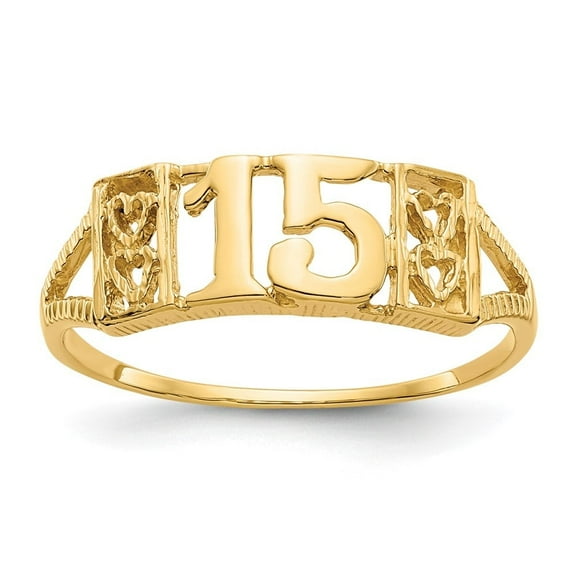Auriga Fine Jewelry 10K Yellow Gold Number-15 Ring for Women Size 7