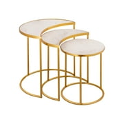 TOV Furniture Crescent White Marble Nesting Table Set with Gold Base by Inspire Me! Home Décor