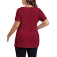 thumbnail image 5 of Gvmfive Women Casual V Neck Split Side Tops Short Sleeve T-shirt Tunic Plus Size, 5 of 5
