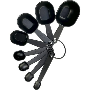 Mainstays 8-Piece Measuring Cup & Spoon Set, Raised Measurements, Black, Polypropylene