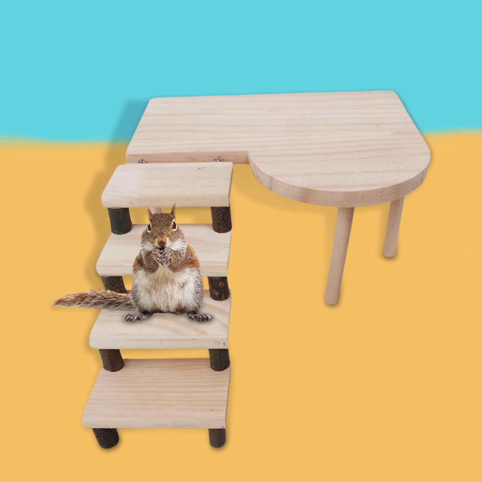 EHJRE Two Layers Hamster Platform with Climbing Ladder Cage Accessories Pine Toys Bridge Climbing Kits for Small Animal Parrot Rat Parakeet Gerbil