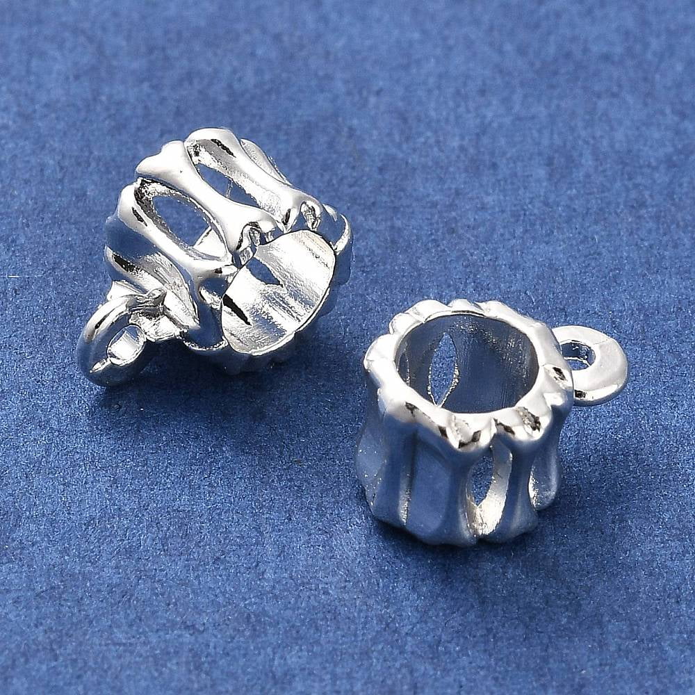 Rack Plating Alloy Tube Bails Loop Bails Silver 10.5x6x7mm Hole: 1.4mm Inner Diameter: 4.7mm