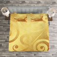 thumbnail image 3 of Ambesonne Modern Quilted Bedspread Set 3 Pcs, Floral Swirls Leaves, King Size, Earth Yellow Brown, 3 of 3