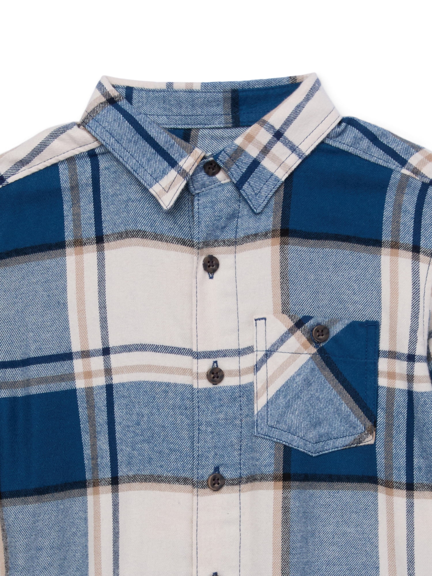 Wonder Nation Boys Long Sleeve Flannel Shirt, Sizes 4-18 & Husky