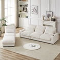 thumbnail image 2 of 126" Modular Sectional Sofa, Convertible L-Shaped Couch with Cup Holders and Charging Station, 4-Seater Comfy Cloud Couches with Movable Ottoman and 4 Waist Pillows, Beige, 2 of 9