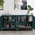 thumbnail image 3 of Gzxs 63" Large Wooden Sideboard with Carved Flower Doors and Metal Handles, Modern Storage Cabinet with Adjustable Shelves for Living Room, Kitchen, Entryway (Navy Blue), 3 of 7