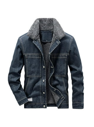 Fuwenni Men's Sherpa Fleece Lined Denim Jacket