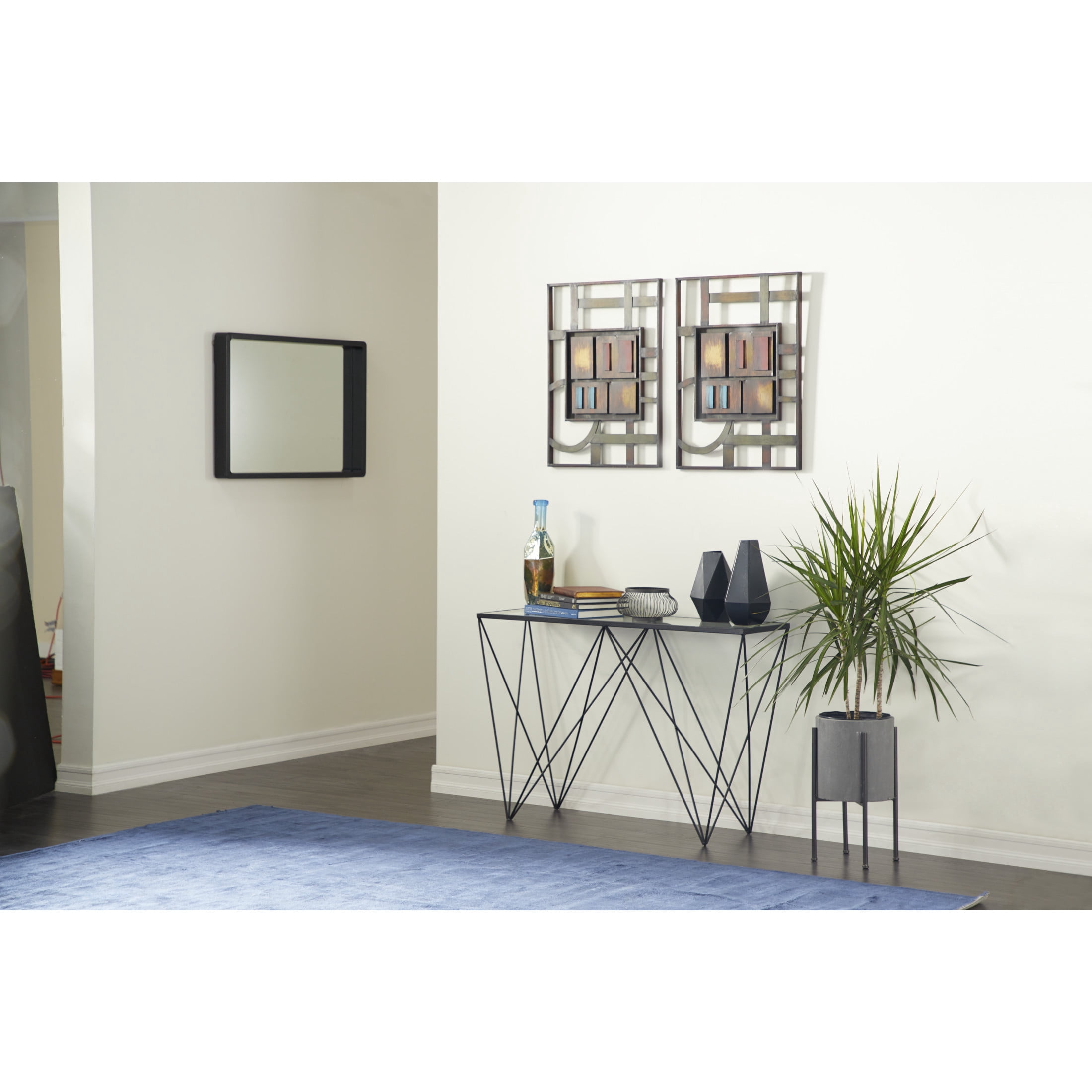 DecMode 19", 23"H Textured Light Gray Metal Planter with Black Removable X-Stands (2 Count)