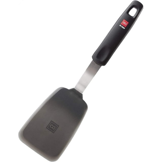 - Serie de diseño - Espátula de cocina de acero inoxidable y silicona - Espátula resistente al calor de 315 °C - La mejor espátula con ranuras - Perfecta para huevos y panqueques