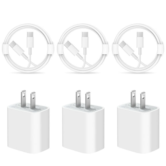 3 Pack USB C Charger with 6FT Cable Compatible for iPhone 17 16 15/iPhone 15 Pro/iPhone 15 Pro Max/iPad Pro/Mini/Air4/AirPods