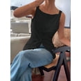 thumbnail image 6 of Womens Vest Top Trendy Button Up Tank Tops Asymmetrical Y2k Going Out Top Black L, 6 of 9