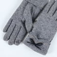 thumbnail image 2 of UTSJKR Women's Cute Bowtie Winter Warm Wool Touchscreen Gloves Thick Soft Comfortable Casual Solid Color Gloves Gray, 2 of 2