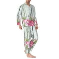 thumbnail image 2 of Salouo Vintage Wood with Floral Print Button-Front Long Sleeve Pajama Set for Men, Soft 2Pjs Men's Long Sleeve Sleepwear-XX-Large, 2 of 7