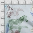 thumbnail image 2 of oneOone Polyester Spandex Light Blue Fabric Tropical Doodled Animals With Leaves Dress Material Fabric Print Fabric By The Yard 56 Inch Wide, 2 of 4