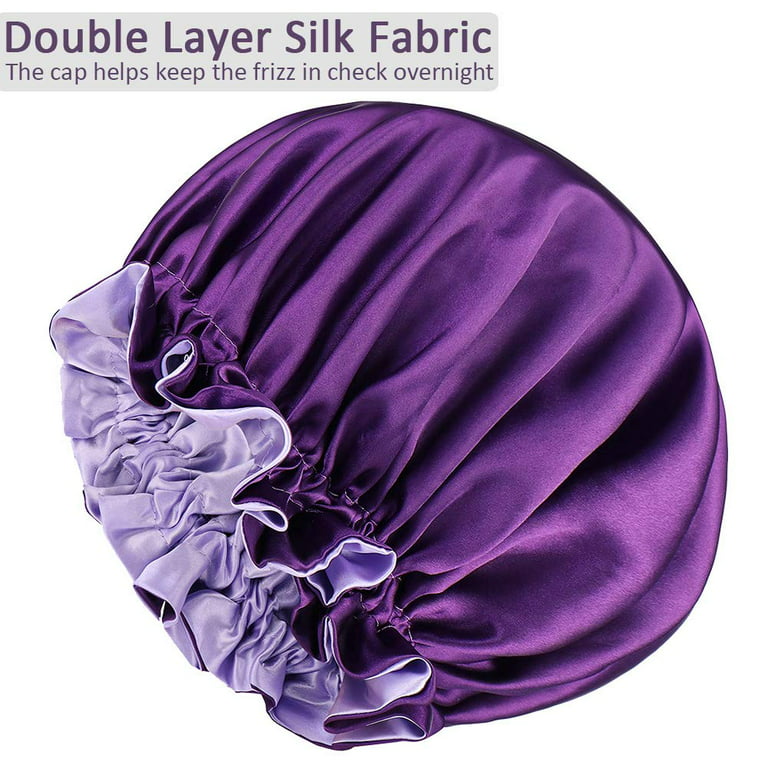 Luvruitaky Silk Bonnet for Sleeping Double Layer Satin Hair Bonnets for  Black Women (X-Large, Pink Flower)