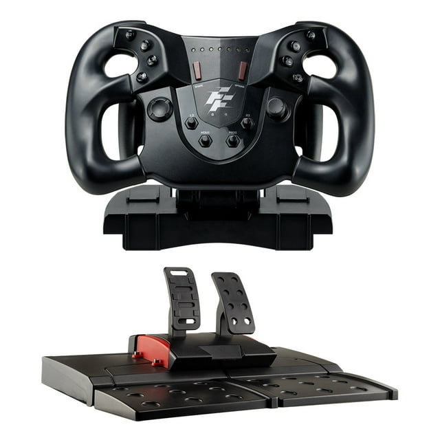 Flashfire Monza Racing Steering Wheel and Pedals for PC, PS3, PS4, Xbox 360, XBOX ONE, XBOX Series X/S and Nintendo Switch, Black