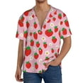thumbnail image 3 of Vsdgher Hand Drawn Strawberry Print Men's Wrinkle Free Untucked Cuban Shirt Business Casual Button Down Shirts Short Sleeve Shirt, 3 of 7