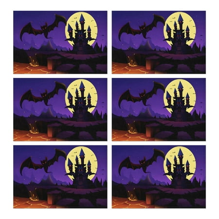 

Halloween Pumpkin Witch Spider Spooky Placemats Set of 6 12x18 Inch Seasonal Dining Table Place Mats Linen Durable Kitchen Table Mats for Halloween Christmas Thanksgiving Easter Weddings Dinner